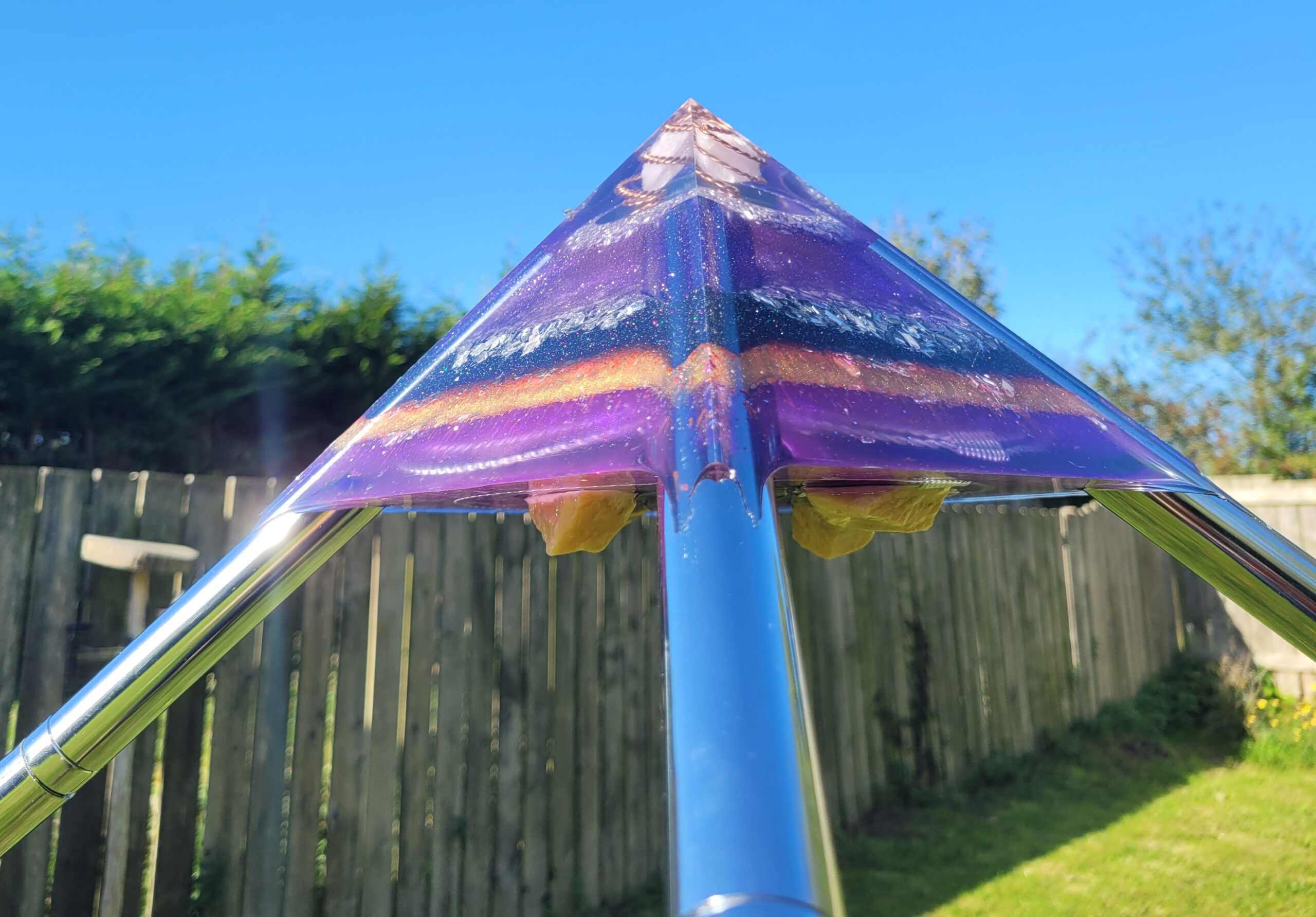 orgonite apex on a meditation pyramid
